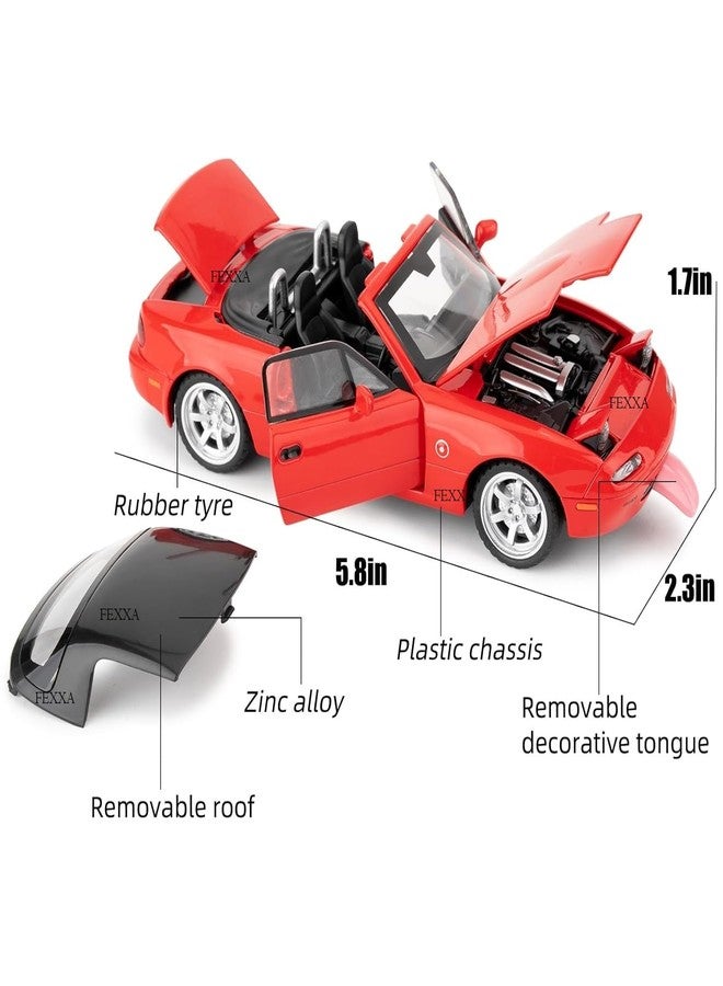 FEXXA سيارة مازدا MX-5 نموذجية من سبيكة معدنية بمقياس 1/32 من FEXXA، سيارة لعبة تعمل بالسحب للخلف، سقف قابل للإزالة، أضواء وامضة، سيارة لعبة مزودة بأصوات وأضواء ساطعة، هدية مميزة للأطفال (أحمر) - Image 3